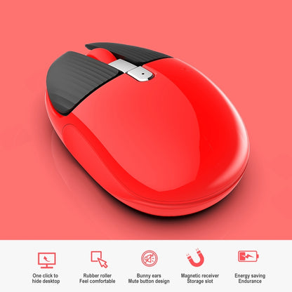 HXSJ M106 2.4GHZ 1600dpi Single-mode Wireless Mouse USB Rechargeable(Red) - Wireless Mice by HXSJ | Online Shopping South Africa | PMC Jewellery | Buy Now Pay Later Mobicred