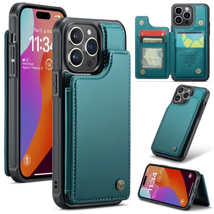 For iPhone 15 Pro Max CaseMe C22 Card Slots Holder RFID Anti-theft Phone Case(Blue Green) - iPhone 15 Pro Max Cases by CaseMe | Online Shopping South Africa | PMC Jewellery | Buy Now Pay Later Mobicred