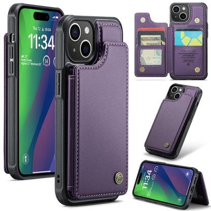 For iPhone 15 Plus CaseMe C22 Card Slots Holder RFID Anti-theft Phone Case(Purple) - iPhone 15 Plus Cases by CaseMe | Online Shopping South Africa | PMC Jewellery | Buy Now Pay Later Mobicred