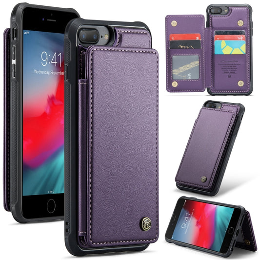 For iPhone 8 Plus / 7 Plus CaseMe C22 Card Slots Holder RFID Anti-theft Phone Case(Purple) - More iPhone Cases by CaseMe | Online Shopping South Africa | PMC Jewellery | Buy Now Pay Later Mobicred