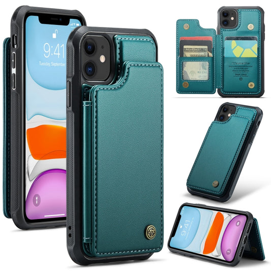 For iPhone 11 CaseMe C22 Card Slots Holder RFID Anti-theft Phone Case(Blue Green) - iPhone 11 Cases by CaseMe | Online Shopping South Africa | PMC Jewellery | Buy Now Pay Later Mobicred