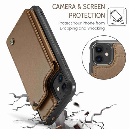 For iPhone 11 CaseMe C22 Card Slots Holder RFID Anti-theft Phone Case(Brown) - iPhone 11 Cases by CaseMe | Online Shopping South Africa | PMC Jewellery | Buy Now Pay Later Mobicred