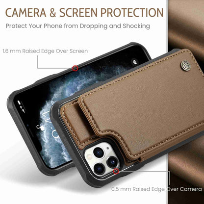 For iPhone 11 Pro Max CaseMe C22 Card Slots Holder RFID Anti-theft Phone Case(Brown) - iPhone 11 Pro Max Cases by CaseMe | Online Shopping South Africa | PMC Jewellery | Buy Now Pay Later Mobicred