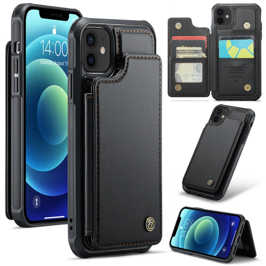 For iPhone 12 / 12 Pro CaseMe C22 Card Slots Holder RFID Anti-theft Phone Case(Black) - iPhone 12 / 12 Pro Cases by CaseMe | Online Shopping South Africa | PMC Jewellery | Buy Now Pay Later Mobicred