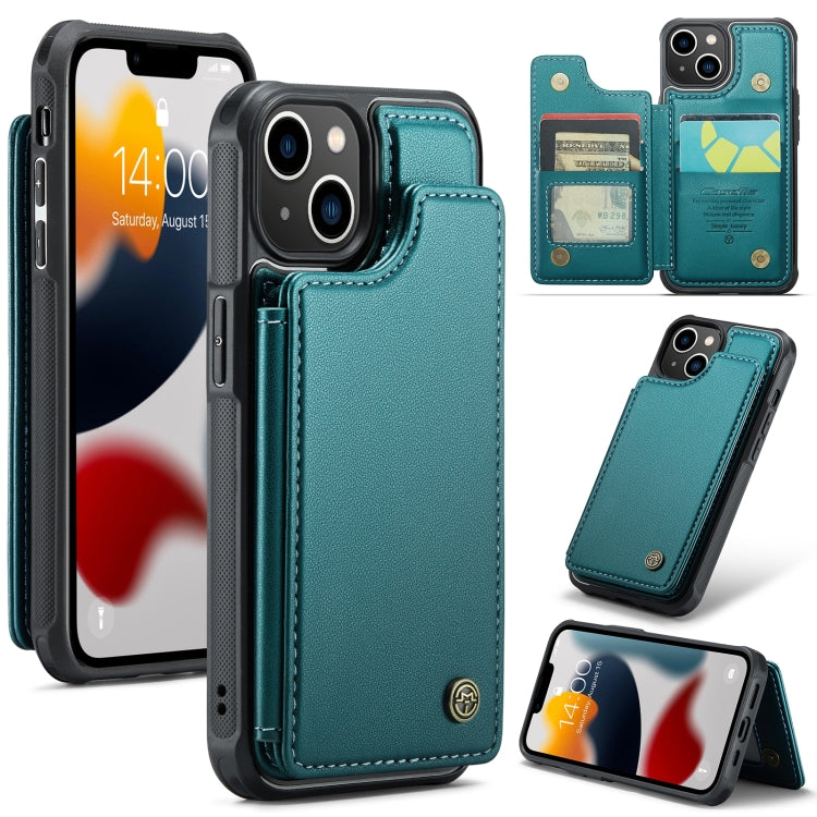 For iPhone 13 CaseMe C22 Card Slots Holder RFID Anti-theft Phone Case(Blue Green) - iPhone 13 Cases by CaseMe | Online Shopping South Africa | PMC Jewellery | Buy Now Pay Later Mobicred