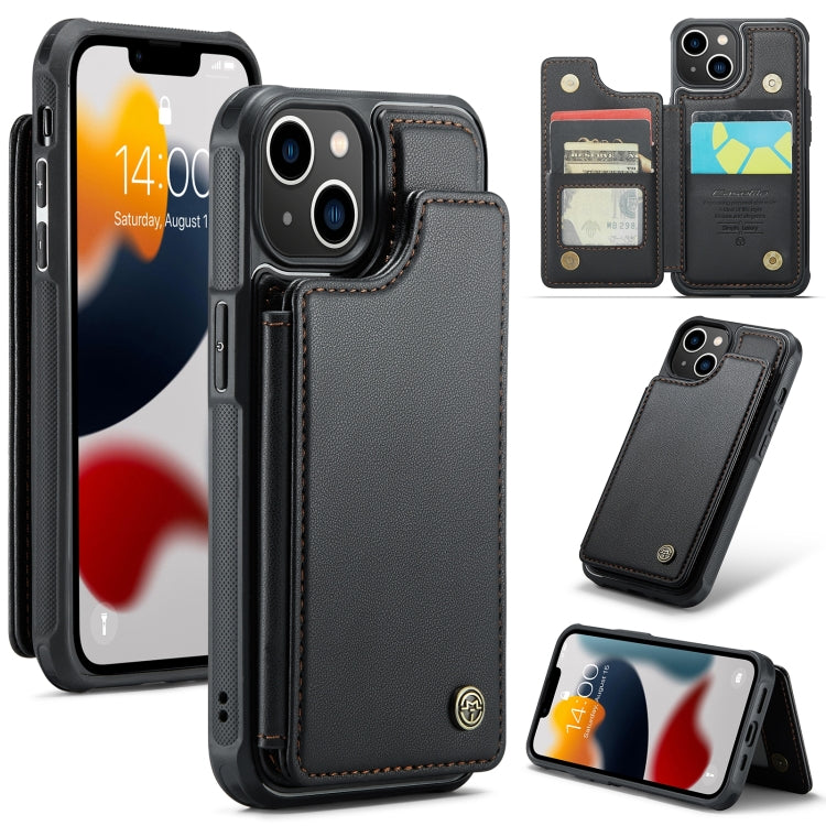 For iPhone 13 CaseMe C22 Card Slots Holder RFID Anti-theft Phone Case(Black) - iPhone 13 Cases by CaseMe | Online Shopping South Africa | PMC Jewellery | Buy Now Pay Later Mobicred