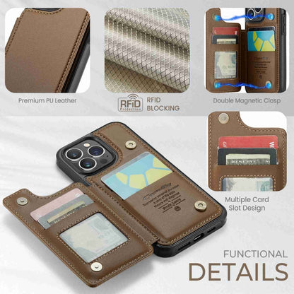 For iPhone 13 Pro CaseMe C22 Card Slots Holder RFID Anti-theft Phone Case(Brown) - iPhone 13 Pro Cases by CaseMe | Online Shopping South Africa | PMC Jewellery | Buy Now Pay Later Mobicred