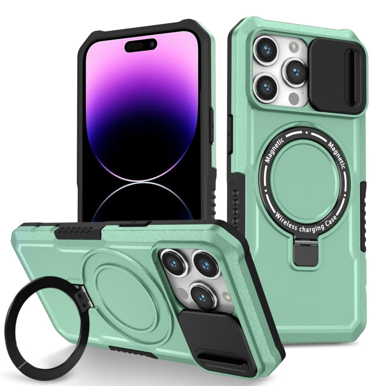 For iPhone 14 Pro Max Sliding Camshield Magsafe Holder TPU Hybrid PC Phone Case(Light Blue) - iPhone 14 Pro Max Cases by PMC Jewellery | Online Shopping South Africa | PMC Jewellery