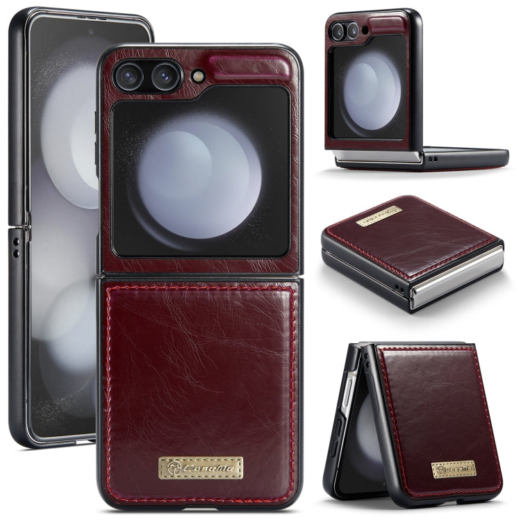 For Samsung Galaxy Z Flip5 CaseMe 003 PU + PC Business Style Crazy Horse Texture Leather Phone Case(Mulberry Red) - Galaxy Z Flip5 Cases by CaseMe | Online Shopping South Africa | PMC Jewellery | Buy Now Pay Later Mobicred