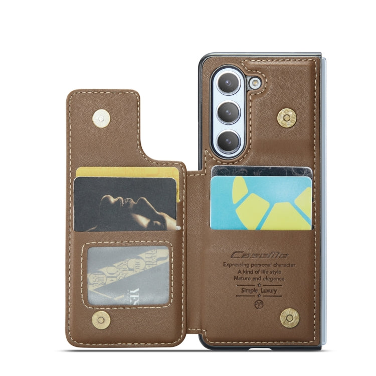 For Samsung Galaxy Z Fold5 CaseMe C22 PC+TPU Business Style RFID Anti-theft Leather Phone Case(Brown) - Galaxy Z Fold5 Cases by CaseMe | Online Shopping South Africa | PMC Jewellery | Buy Now Pay Later Mobicred