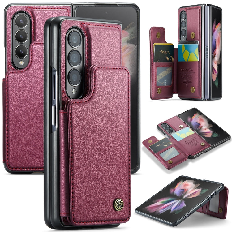 For Samsung Galaxy Z Fold3 5G CaseMe C22 PC+TPU Business Style RFID Anti-theft Leather Phone Case(Wine Red) - Galaxy Phone Cases by CaseMe | Online Shopping South Africa | PMC Jewellery | Buy Now Pay Later Mobicred