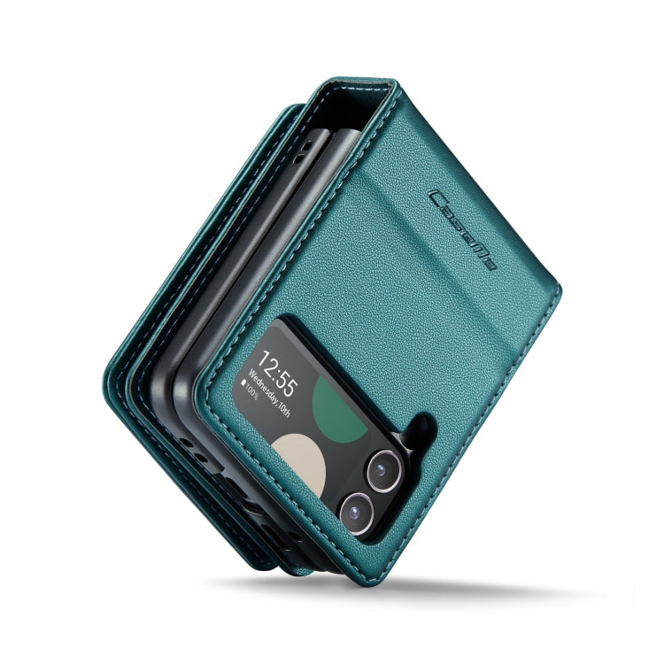 For Samsung Galaxy Z Flip4 5G CaseMe C22 PC+TPU Business Style RFID Anti-theft Leather Phone Case(Blue Green) - Galaxy Z Flip4 5G Cases by CaseMe | Online Shopping South Africa | PMC Jewellery | Buy Now Pay Later Mobicred