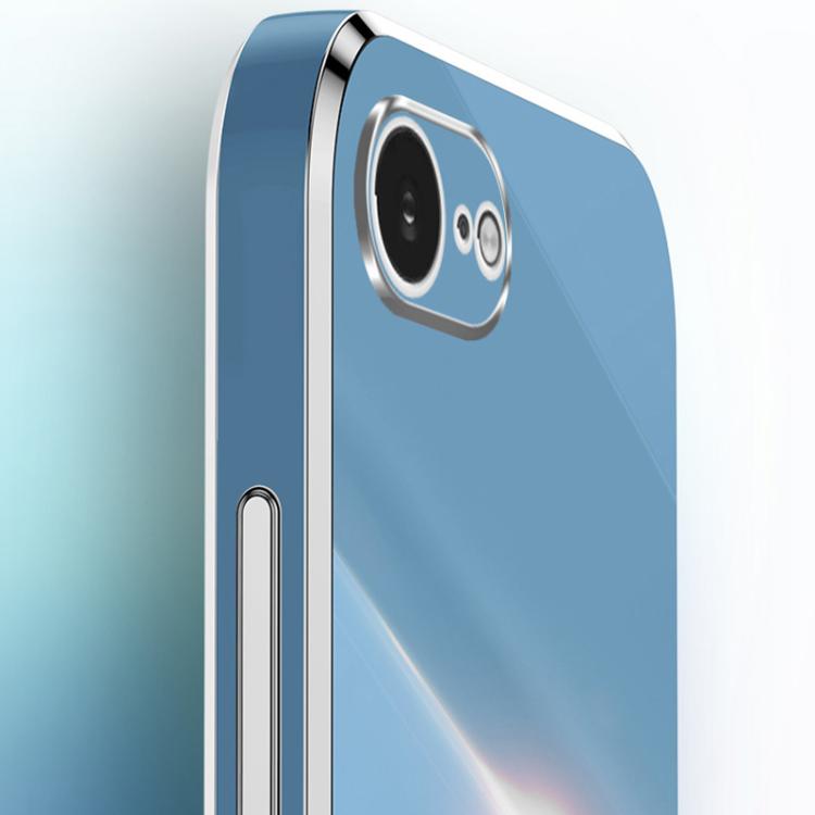 For iPhone 16e XINLI Straight Edge 6D Electroplate TPU Phone Case with Ring Holder(Celestial Blue) - free shipping - PMc TechLife - Order now!