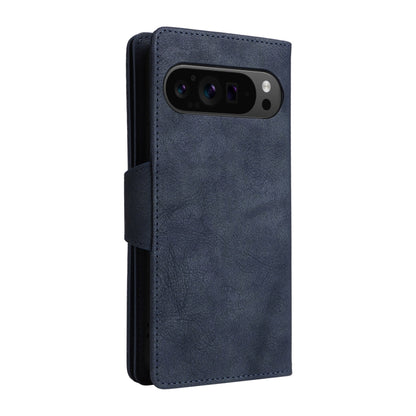 For Google Pixel 9 Pro Rivet Buckle 9 Cards Three Fold Leather Phone Case(Blue) - Google Cases by PMC Jewellery | Online Shopping South Africa | PMC Jewellery | Buy Now Pay Later Mobicred