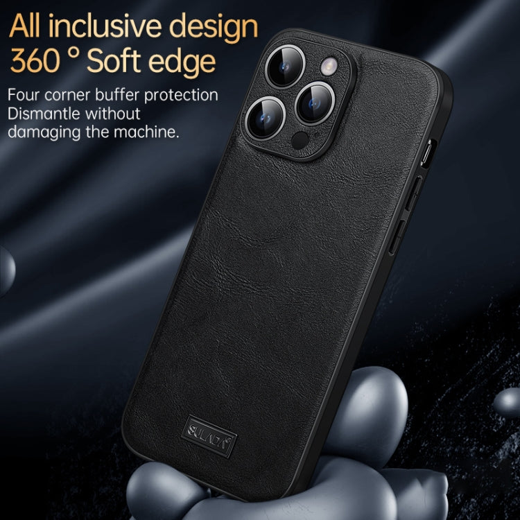 For iPhone 16 Plus SULADA Shockproof TPU Hybrid Handmade Leather Phone Case(Black) - iPhone 16 Plus Cases by SULADA | Online Shopping South Africa | PMC Jewellery | Buy Now Pay Later Mobicred