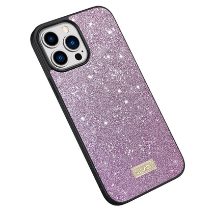 For iPhone 15 Pro Max SULADA Glittery PC Hybrid TPU Handmade Leather Phone Case(Purple) - iPhone 15 Pro Max Cases by SULADA | Online Shopping South Africa | PMC Jewellery | Buy Now Pay Later Mobicred