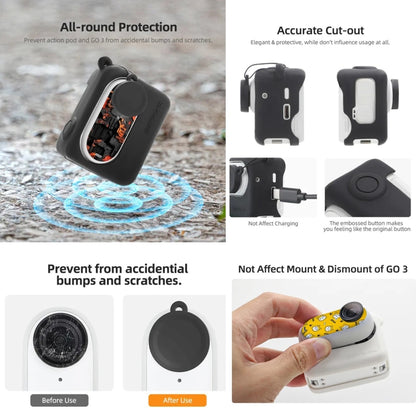For Insta360 GO 3 Sunnylife Silicone Case Stickers Skin Wrap Lens Cover with Neck Strap(Black) - Case & Bags by Sunnylife | Online Shopping South Africa | PMC Jewellery | Buy Now Pay Later Mobicred