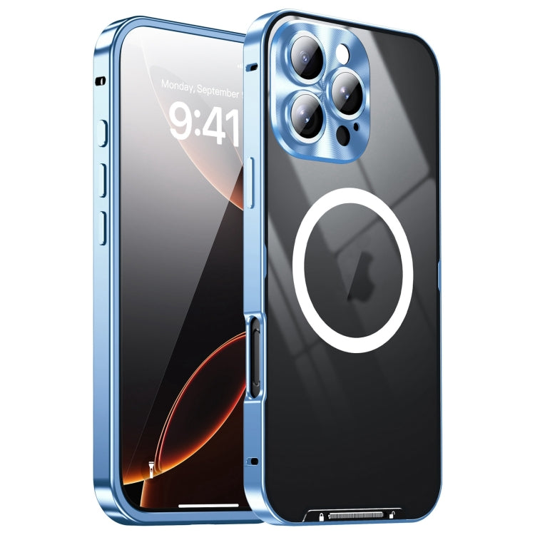 For iPhone 16 Pro Frosted MagSafe Magnetic Metal Phone Case(Blue) - iPhone 16 Pro Cases by PMC Jewellery | Online Shopping South Africa | PMC Jewellery | Buy Now Pay Later Mobicred