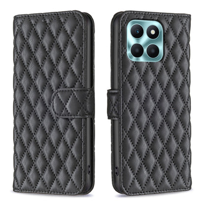 For Honor X6a Diamond Lattice Wallet Flip Leather Phone Case(Black) - Honor Cases by PMC Jewellery | Online Shopping South Africa | PMC Jewellery | Buy Now Pay Later Mobicred