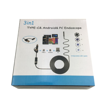 AN100 3 in 1 IP67 Waterproof USB-C / Type-C + Micro USB + USB HD Endoscope Snake Tube Inspection Camera for Parts of OTG Function Android Mobile Phone, with 6 LEDs, Lens Diameter:7mm(Length: 5m) -  by PMC Jewellery | Online Shopping South Africa | PMC Jewellery | Buy Now Pay Later Mobicred