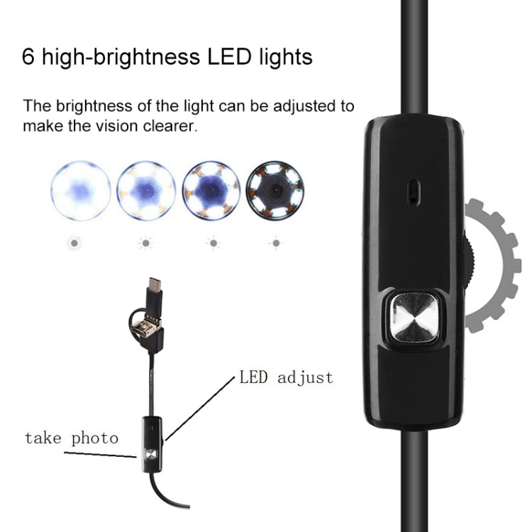 AN100 3 in 1 IP67 Waterproof USB-C / Type-C + Micro USB + USB HD Endoscope Hard Tube Inspection Camera for Parts of OTG Function Android Mobile Phone, with 6 LEDs, Lens Diameter:5.5mm(Length: 2m) -  by PMC Jewellery | Online Shopping South Africa | PMC Jewellery | Buy Now Pay Later Mobicred