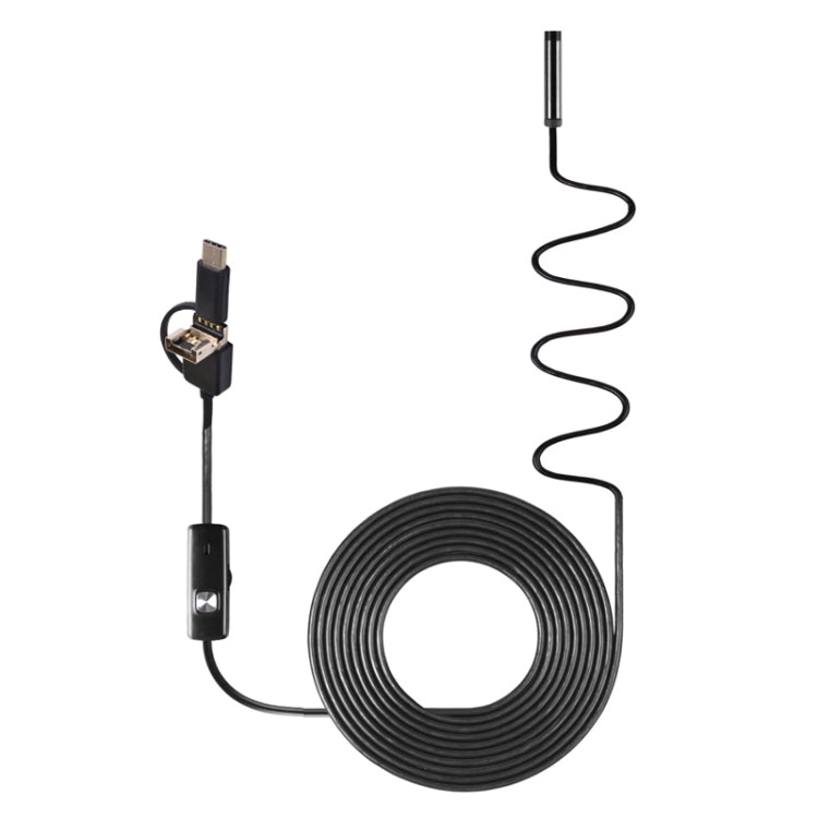 AN100 3 in 1 IP67 Waterproof USB-C / Type-C + Micro USB + USB HD Endoscope Hard Tube Inspection Camera for Parts of OTG Function Android Mobile Phone, with 6 LEDs, Lens Diameter:7mm(Length: 3.5m) -  by PMC Jewellery | Online Shopping South Africa | PMC Jewellery | Buy Now Pay Later Mobicred