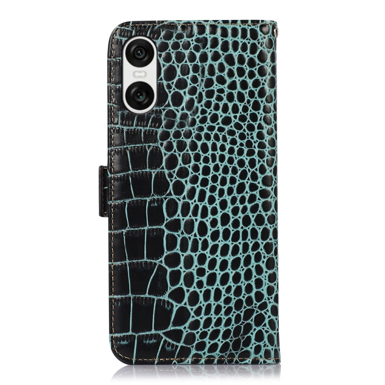For Sony Xperia 10 VI Crocodile Top Layer Cowhide Leather Phone Case(Green) - Sony Cases by PMC TechLife | Online Shopping South Africa | PMC TechLife | Buy Now Pay Later Mobicred