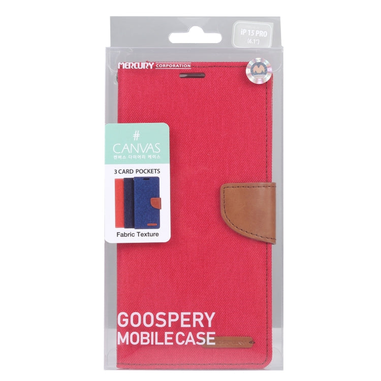 For iPhone 15 Pro Max GOOSPERY CANVAS DIARY Fabric Texture Flip Leather Phone Case(Red) - iPhone 15 Pro Max Cases by GOOSPERY | Online Shopping South Africa | PMC Jewellery | Buy Now Pay Later Mobicred