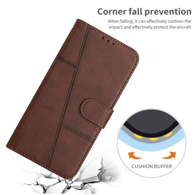 For Motorola Edge 2024 Stitching Calf Texture Buckle Leather Phone Case(Brown) - Motorola Cases by PMC Jewellery | Online Shopping South Africa | PMC Jewellery | Buy Now Pay Later Mobicred