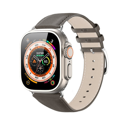 For Apple Watch SE 2023 44mm DUX DUCIS YS Series Genuine Leather Watch Band(Grey) - Watch Bands by DUX DUCIS | Online Shopping South Africa | PMC Jewellery | Buy Now Pay Later Mobicred