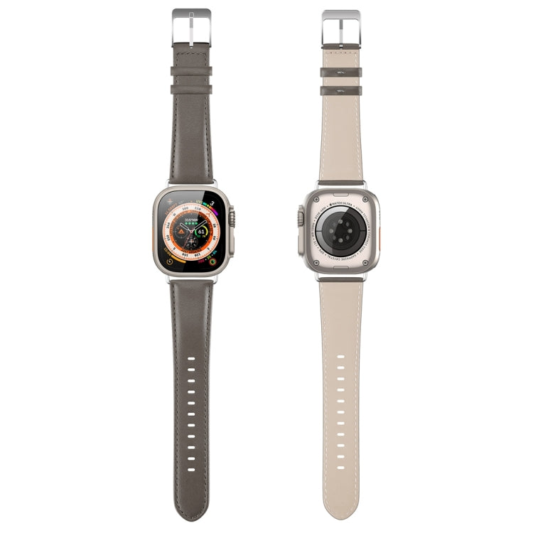 For Apple Watch Ultra 49mm DUX DUCIS YS Series Genuine Leather Watch Band(Grey) - Watch Bands by DUX DUCIS | Online Shopping South Africa | PMC Jewellery | Buy Now Pay Later Mobicred