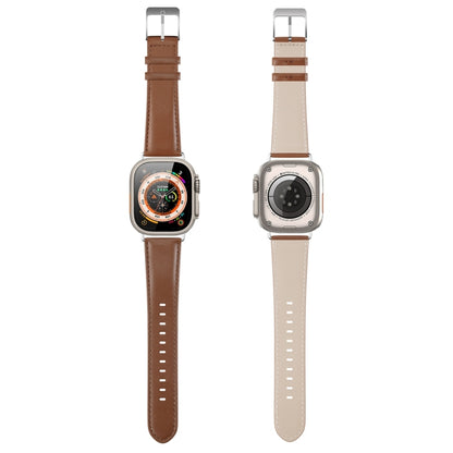 For Apple Watch SE 40mm DUX DUCIS YS Series Genuine Leather Watch Band(Brown) - Watch Bands by DUX DUCIS | Online Shopping South Africa | PMC Jewellery | Buy Now Pay Later Mobicred