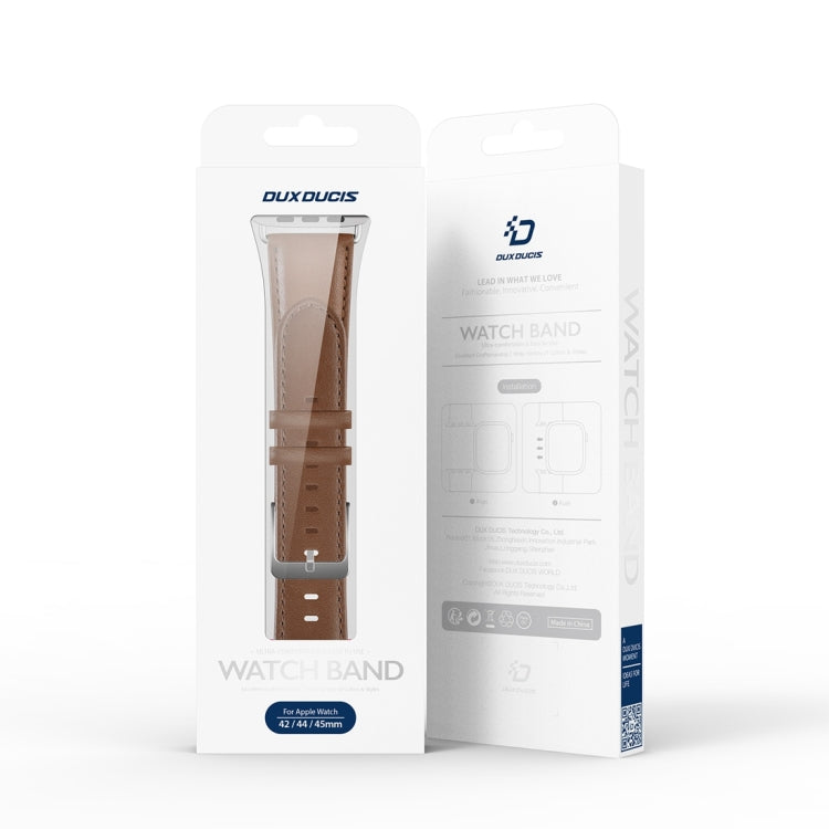 For Apple Watch 3 42mm DUX DUCIS YS Series Genuine Leather Watch Band(Brown) - Watch Bands by DUX DUCIS | Online Shopping South Africa | PMC Jewellery | Buy Now Pay Later Mobicred