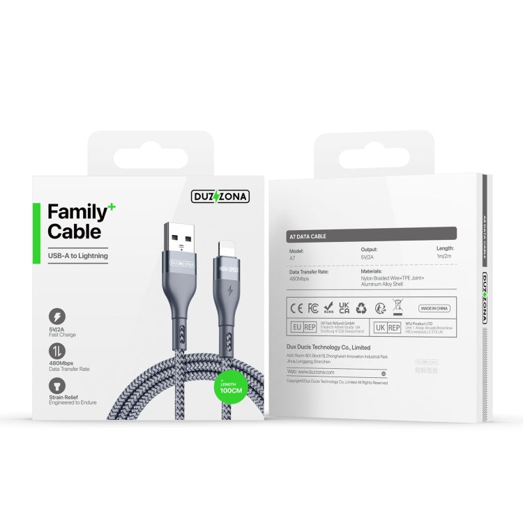 DUZZONA A7 2.4A USB to 8 Pin Charging Data Cable, Length:2m - free shipping - PMC Jewellery - Order now!