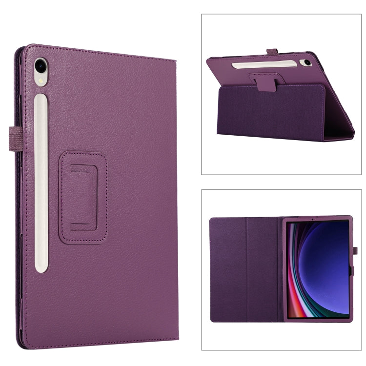 For Samsung Galaxy Tab S9 Litchi Texture Leather Tablet Case with Holder(Purple) - Other Galaxy Tab PC by PMC Jewellery | Online Shopping South Africa | PMC Jewellery | Buy Now Pay Later Mobicred