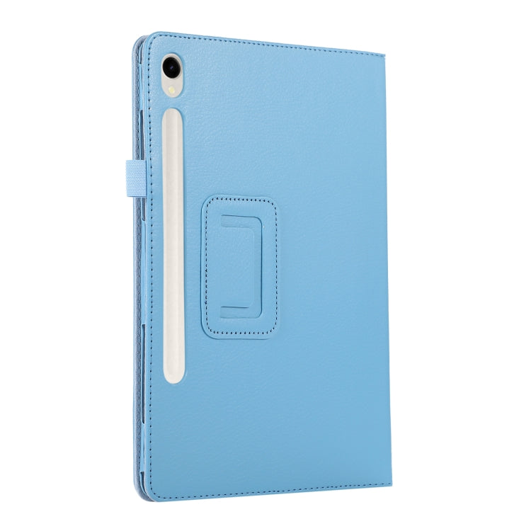 For Samsung Galaxy Tab S9+ / S10+ Litchi Texture Leather Tablet Case with Holder(Sky Blue) - Other Galaxy Tab PC by PMC Jewellery | Online Shopping South Africa | PMC Jewellery | Buy Now Pay Later Mobicred