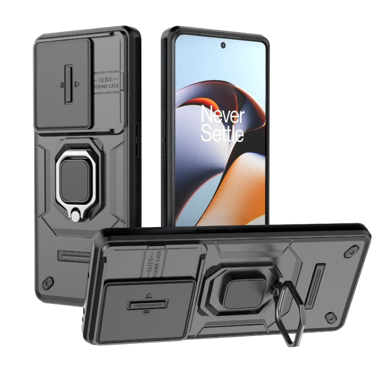 For OnePlus 11R 5G Sliding Camshield TPU + PC Shockproof Phone Case with Holder(Black) - OnePlus Cases by PMC TechLife | Online Shopping South Africa | PMC TechLife | Buy Now Pay Later Mobicred