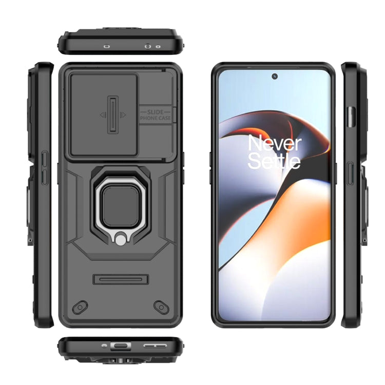 For OnePlus 11R 5G Sliding Camshield TPU + PC Shockproof Phone Case with Holder(Black) - OnePlus Cases by PMC TechLife | Online Shopping South Africa | PMC TechLife | Buy Now Pay Later Mobicred