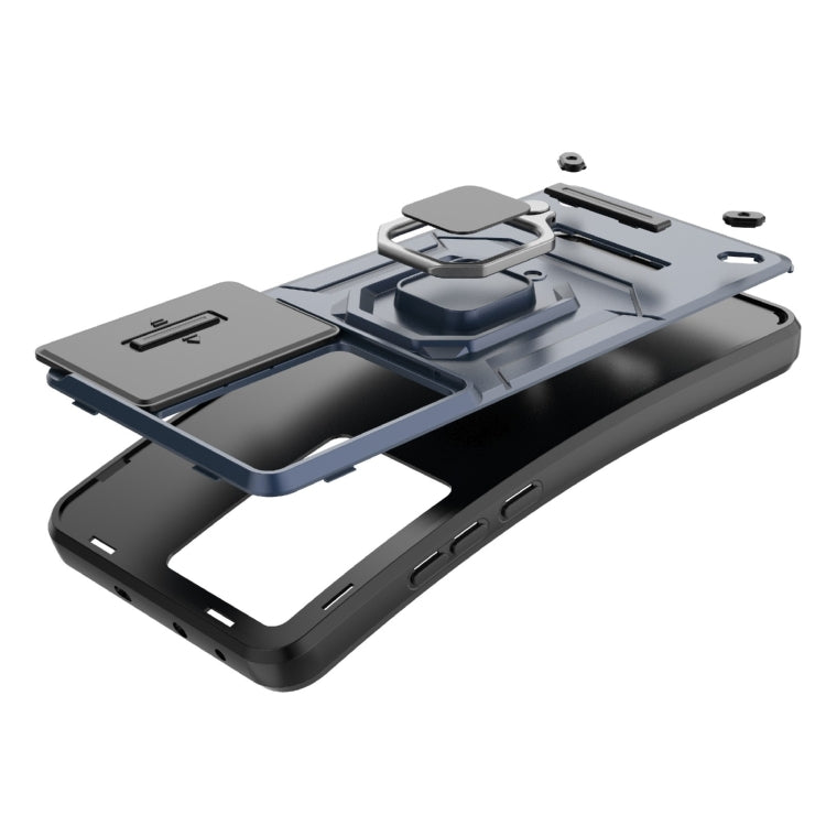 For OnePlus Nord CE3 5G Sliding Camshield TPU + PC Shockproof Phone Case with Holder(Green) - OnePlus Cases by PMC TechLife | Online Shopping South Africa | PMC TechLife | Buy Now Pay Later Mobicred