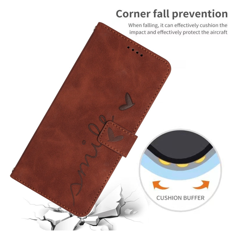 For Realme 11 4G Global Skin Feel Heart Pattern Leather Phone Case with Lanyard(Brown) - Realme Cases by PMC TechLife | Online Shopping South Africa | PMC TechLife | Buy Now Pay Later Mobicred