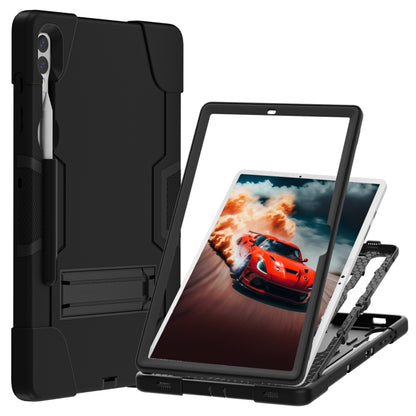 For Samsung Galaxy Tab S9+ Contrast Color Silicone PC Tablet Case with Holder(Black) - Galaxy Tab S9+ Cases by PMC Jewellery | Online Shopping South Africa | PMC Jewellery | Buy Now Pay Later Mobicred