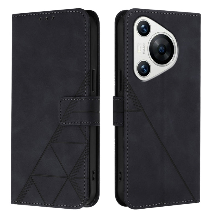 For Huawei Pura 70 Crossbody 3D Embossed Flip Leather Phone Case(Black) - Huawei Cases by PMC Jewellery | Online Shopping South Africa | PMC Jewellery | Buy Now Pay Later Mobicred