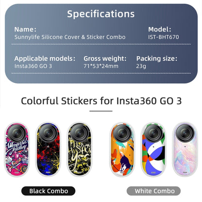 For Insta360 GO 3 Sunnylife Cooling Silicone Case Stickers Skin Wrap Lens Cover with Neck Strap(White) - Case & Bags by Sunnylife | Online Shopping South Africa | PMC Jewellery | Buy Now Pay Later Mobicred