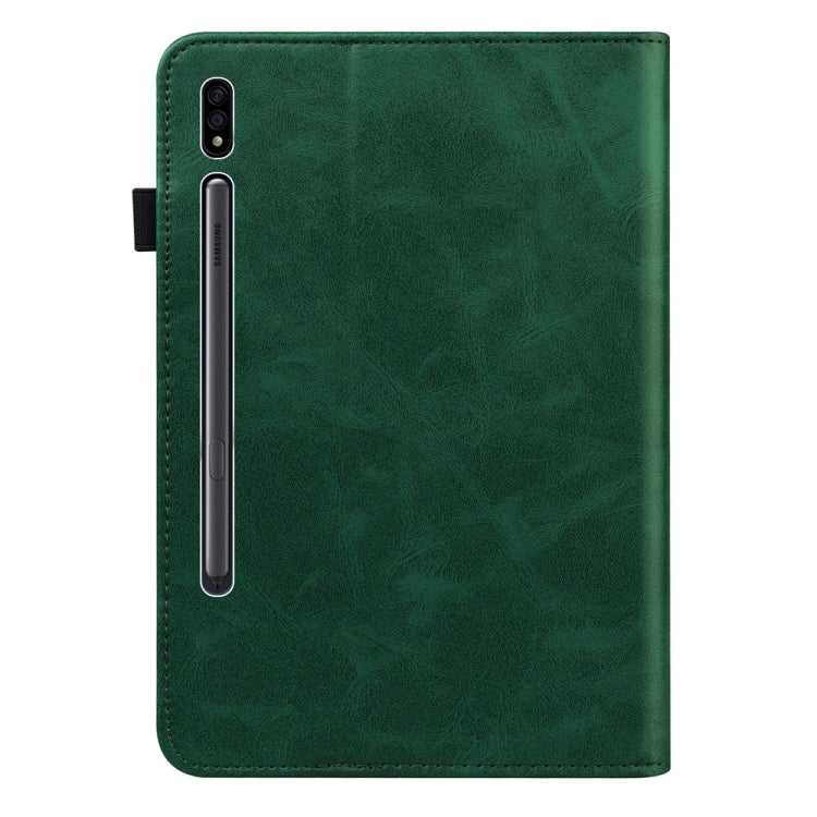 For Samsung Galaxy Tab S9+ / S9 FE+ Solid Color Stripe Embossed Leather Tablet Case(Green) - Galaxy Tab S9 FE+ by PMC Jewellery | Online Shopping South Africa | PMC Jewellery | Buy Now Pay Later Mobicred