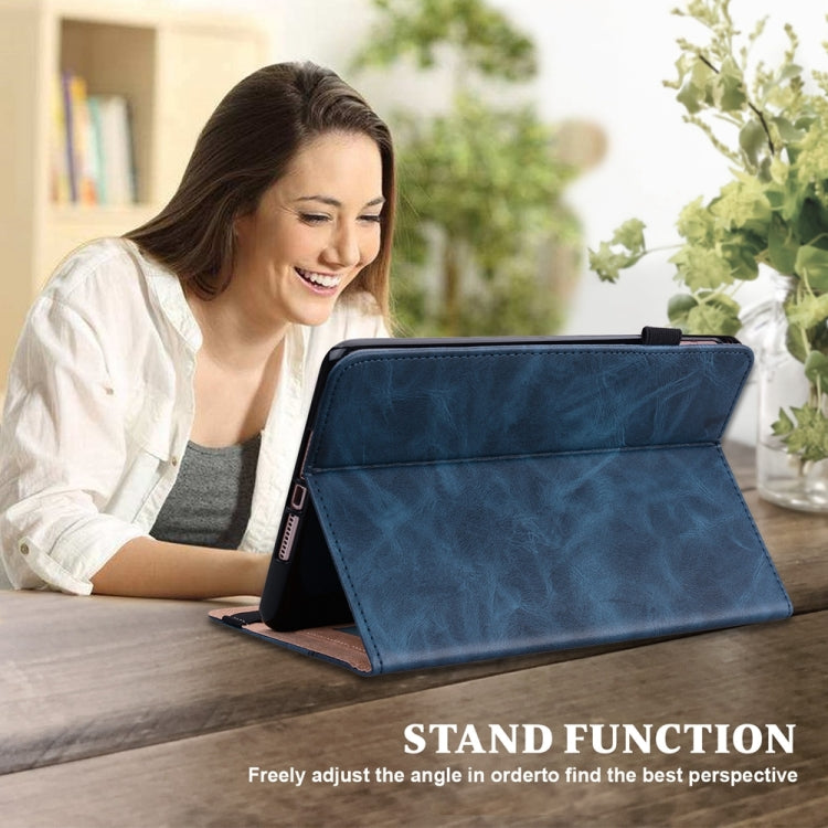 For Samsung Galaxy Tab S9+ / S9 FE+ Solid Color Stripe Embossed Leather Tablet Case(Blue) - Galaxy Tab S9 FE+ by PMC TechLife | Online Shopping South Africa | PMC TechLife | Buy Now Pay Later Mobicred