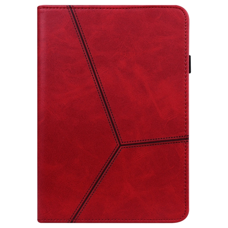 For Samsung Galaxy Tab S9 / S9 FE Solid Color Stripe Embossed Leather Tablet Case(Red) - Galaxy Tab S9 FE by PMC Jewellery | Online Shopping South Africa | PMC Jewellery | Buy Now Pay Later Mobicred