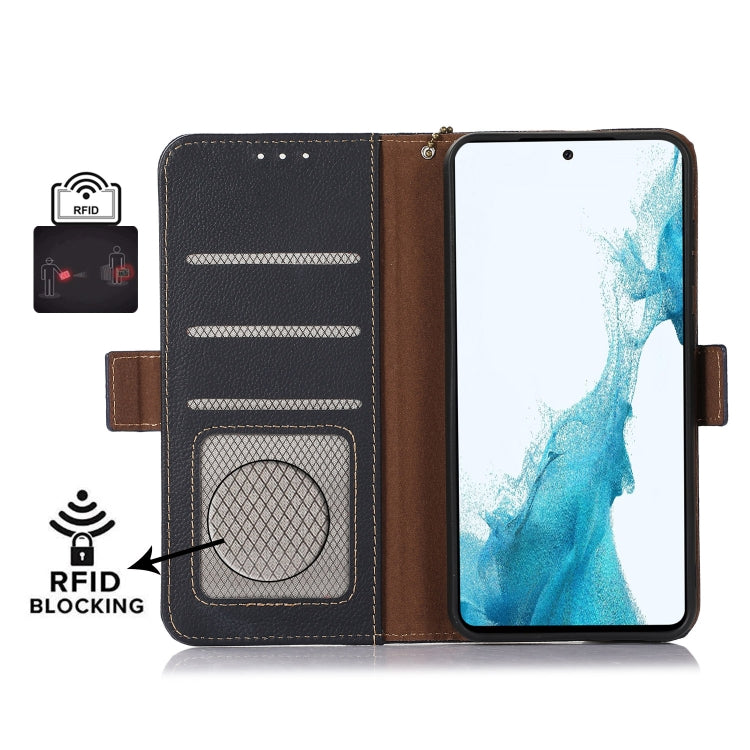 For Sony Xperia 5 V Side-Magnetic TJ Genuine Leather RFID Phone Case(Blue) - Sony Cases by PMC TechLife | Online Shopping South Africa | PMC TechLife | Buy Now Pay Later Mobicred