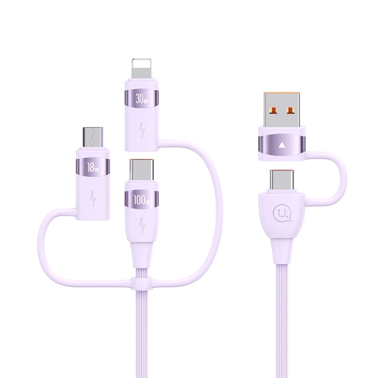 USAMS US-SJ645 U85 1.2m PD100W 6 in 1 Alloy Multifunctional Fast Charging Cable(Purple) - Multifunction Cable by USAMS | Online Shopping South Africa | PMC Jewellery | Buy Now Pay Later Mobicred