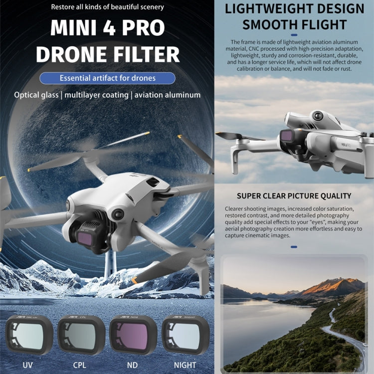 For DJI Mini 4 Pro JSR KB Series Drone Camera Lens Filter, Filter:4 in 1 CPL ND16/32/64 - free shipping - PMC TechLife - Order now!