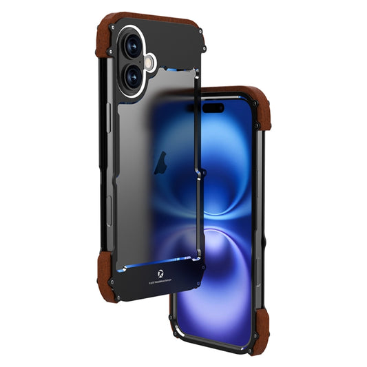 For iPhone 16 Plus R-JUST Ironwood Generation Metal Hybrid Wood Phone Case - iPhone 16 Plus Cases by R-JUST | Online Shopping South Africa | PMC Jewellery | Buy Now Pay Later Mobicred